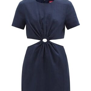 Blue Embellished Cut-Out Mini Dress